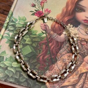Vintage Schrager Silver Toned Chain Link Choker Necklace!